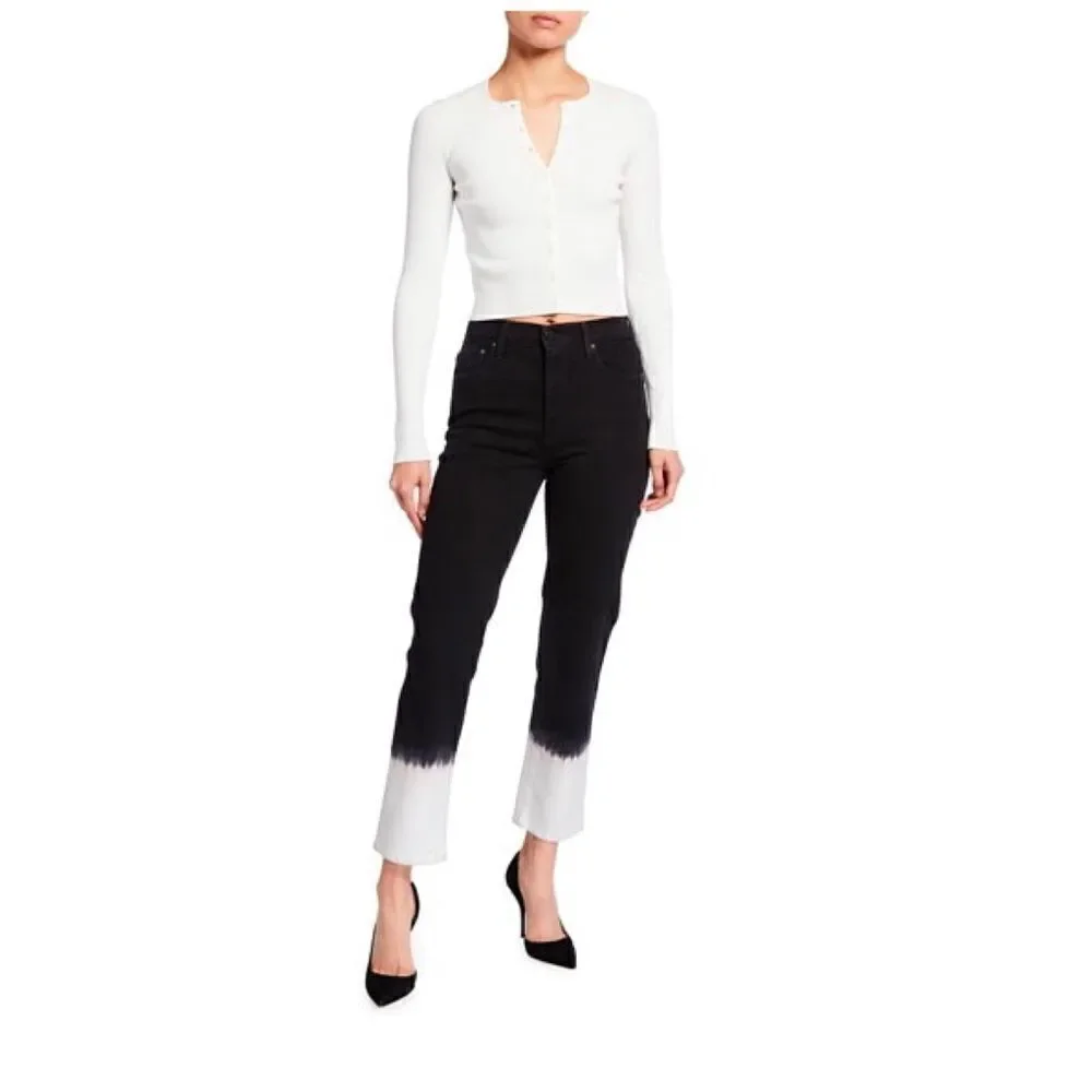 ALICE + OLIVIA JEANS Stunning Ombré Straight Jeans black white BNWT